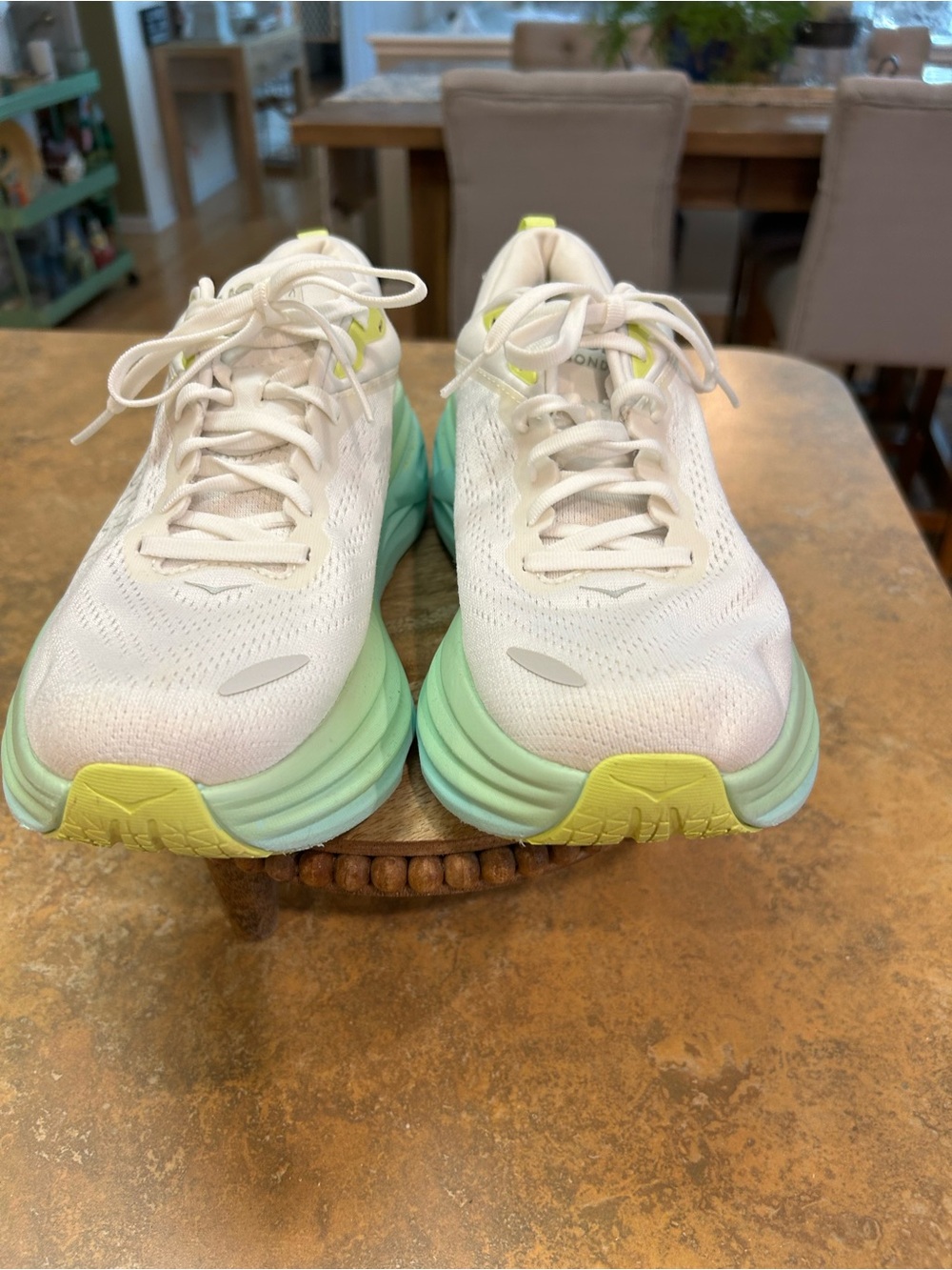 Hoka One Bondi 8 Running Shoe Blanc/Sunlit Ocelon Colorway - Picture 3 of 11